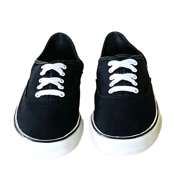 A New Day Target Sneakers Chunky Canvas Textile Black Lace Women 7 Chucks Preppy - Picture 7 of 14